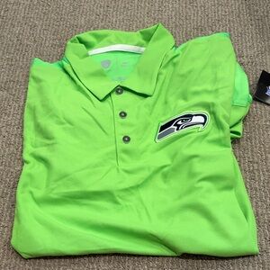 Nike Men's Vibrant Green Polo with Logo. Seattle Seahawks